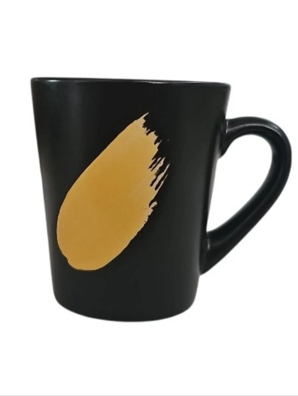Hand Painted Black Espresso Cup Saucer Set 2 Modern Artisan Pottery Demitasse